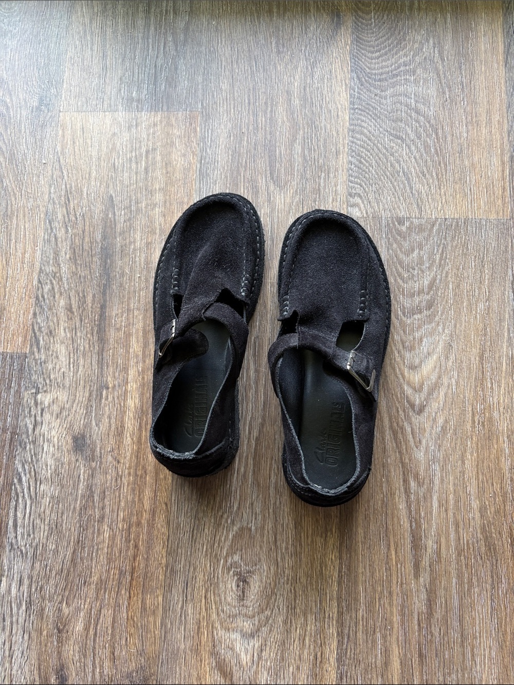 Clarks Wallabee T Bar Nomad Black Suede